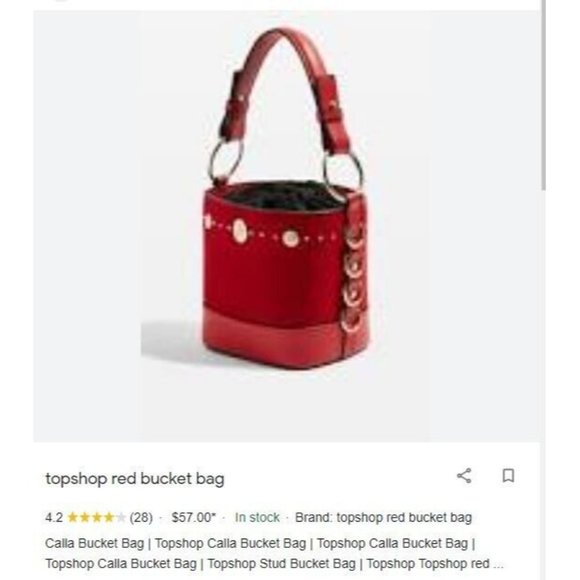 BNWOT Topshop Red Drawstring Bucket Bag, w.Handle + Strap, Immaculate Condition - Picture 2 of 16
